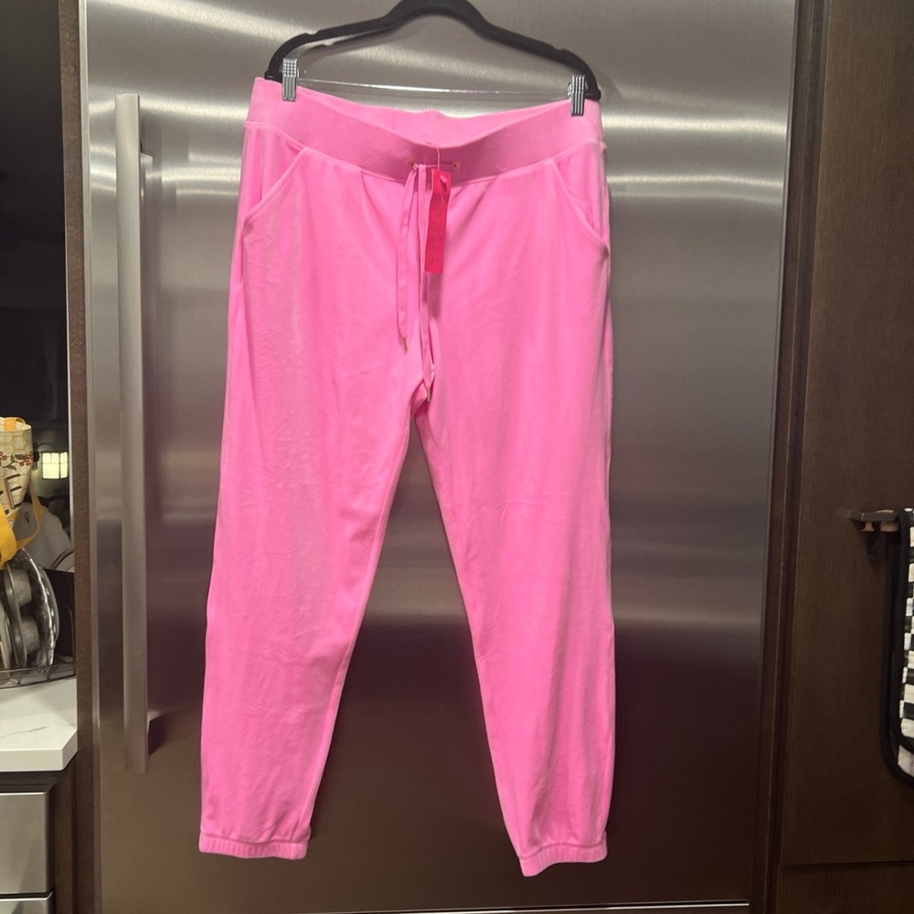 Lilly Pulitzer velour pink joggers new xxl